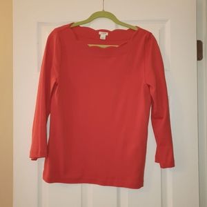 J. CREW Factory Scallop Neck 3/4 Tee